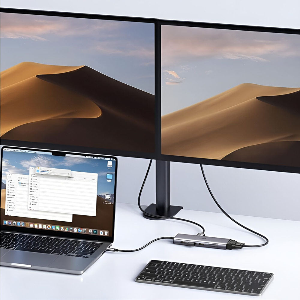 Hub USB-C UGREEN CM498 (15600), 3 x USB-A 3.0 - 1 x USB-C - 1 x HDMI - 1 x VGA - 1 x RJ45 - 1 x SD - 1 x microSD, Cinzento