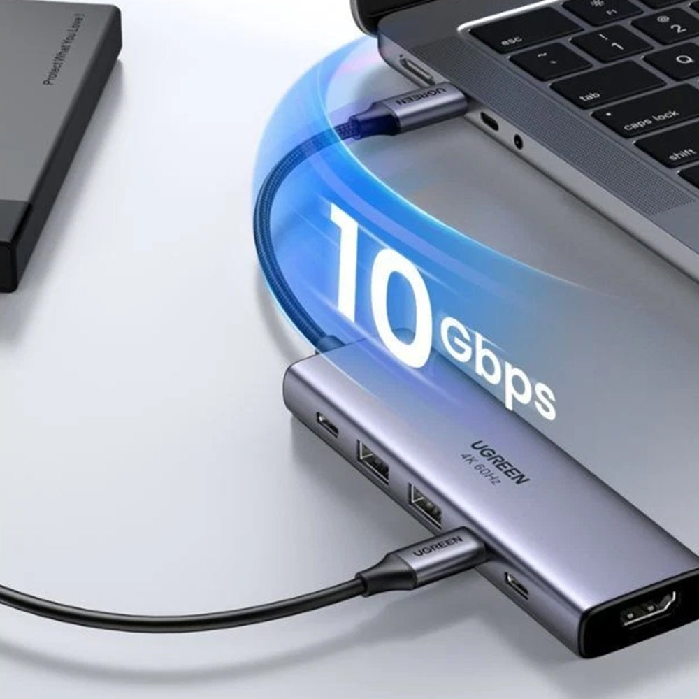 Hub USB-C UGREEN CM511 (35999), 2 x USB-A 3.2 - 3 x USB-C - 1 x HDMI, Cinzento