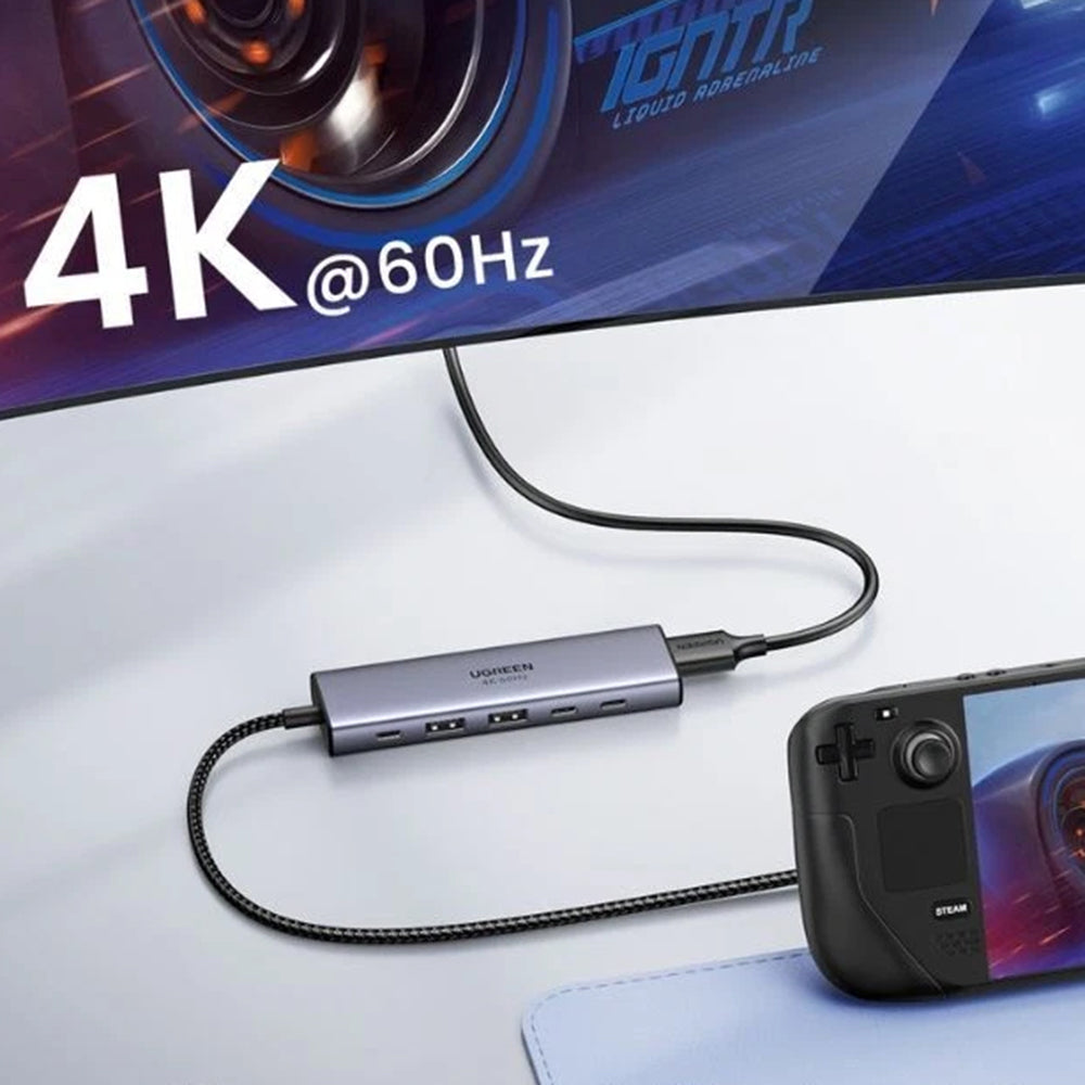 Hub USB-C UGREEN CM511 (35999), 2 x USB-A 3.2 - 3 x USB-C - 1 x HDMI, Cinzento