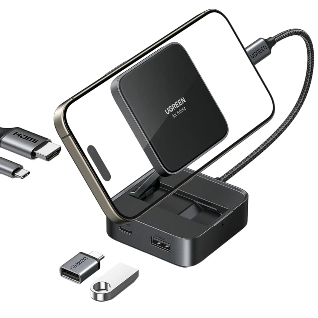 Hub USB-C UGREEN CM801, 1 x USB-A 3.0 - 2 x USB-C - 1 x HDMI, Cinzento