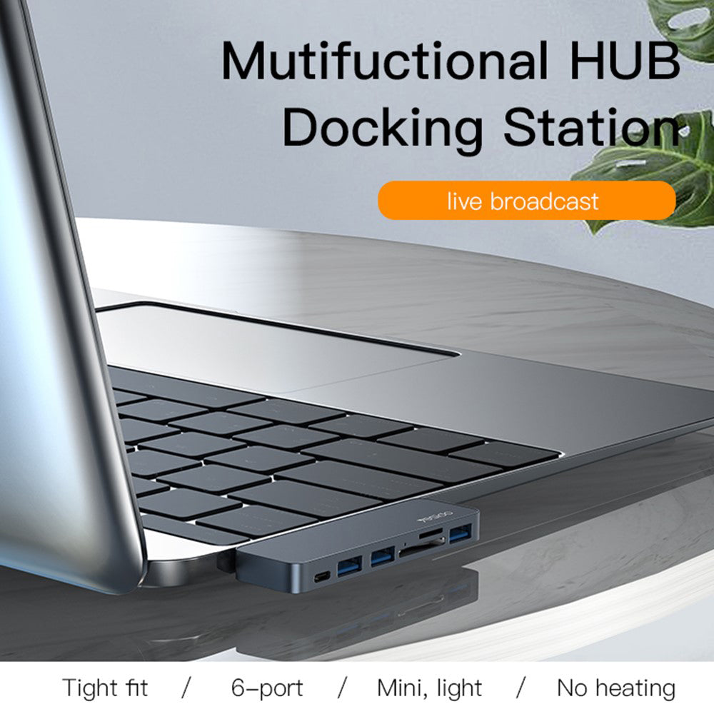 Hub USB-C Yesido HB10 para Apple MacBook Pro / Air, 6 em 1, Cinzento