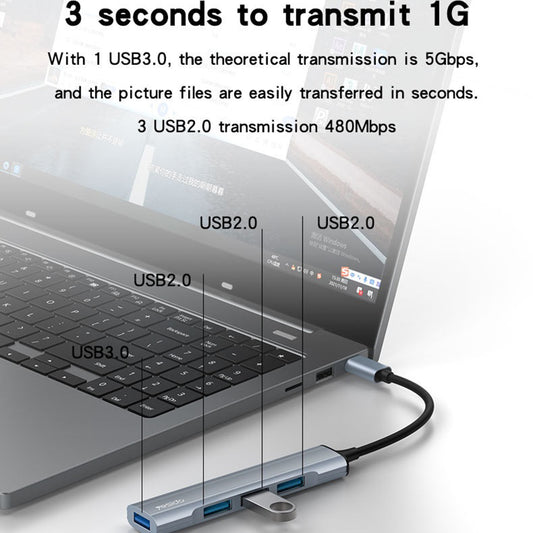 Hub USB-C Yesido HB17, 4 em 1, Cinzento