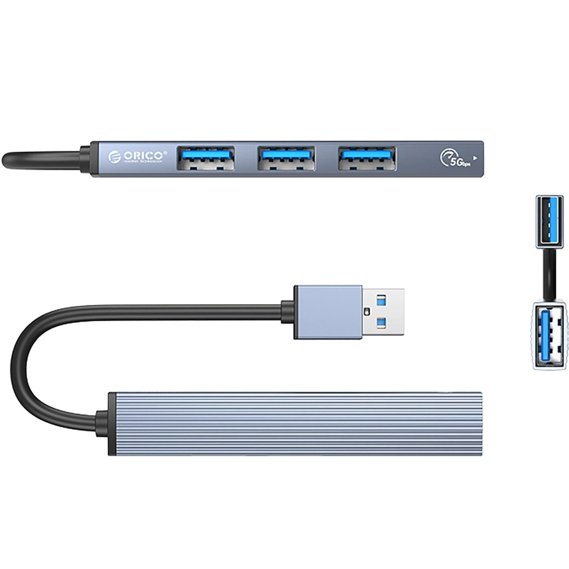 Hub USB Orico AH-A13, 1 x USB-A 3.0 - 3 x USB-A, Cinzento
