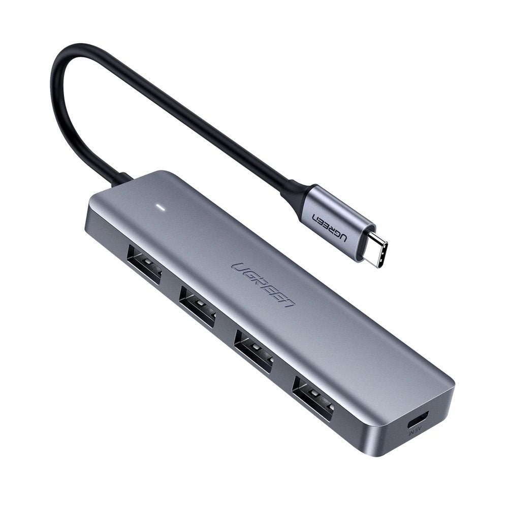 Hub USB-C UGREEN CM219, 4 x USB-A 3.0 - 1 x USB-C, Cinzento