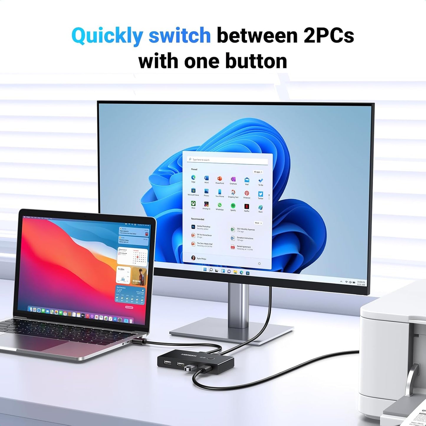 Switch USB UGREEN US216 (30767) Two Sharing Box, 4 x USB-A, Preto