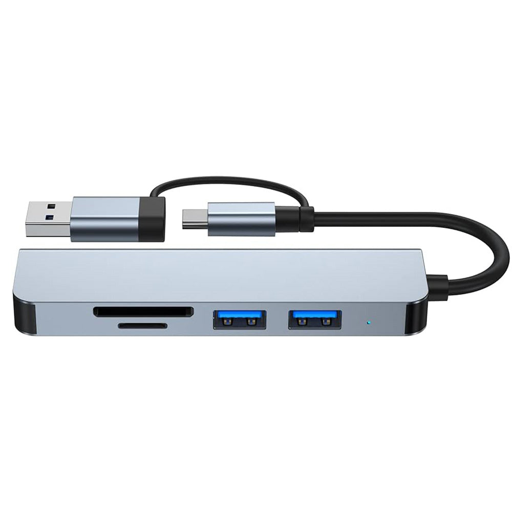 Hub USB / USB-C Techsuit H7 DataBridge, 5 em 1, Cinzento