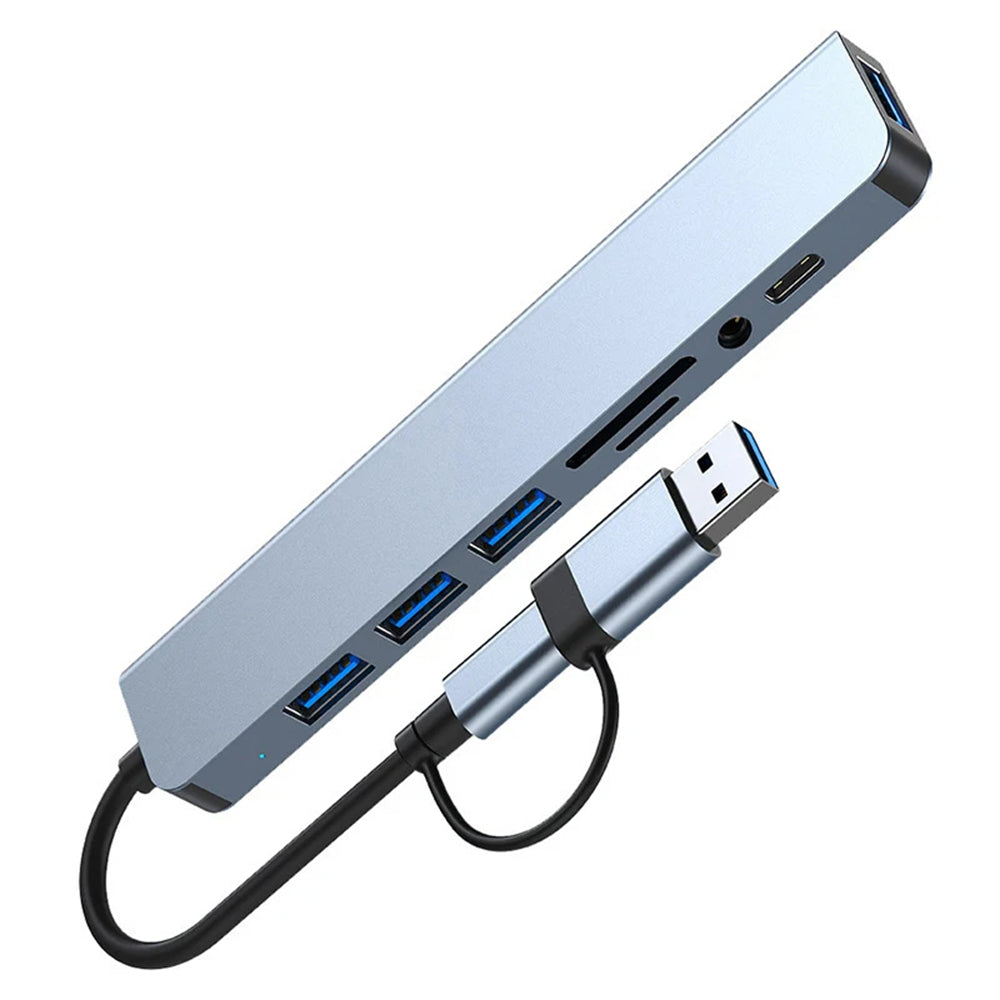 Hub USB / USB-C Techsuit H9 DataBridge, 8 em 1, Cinzento