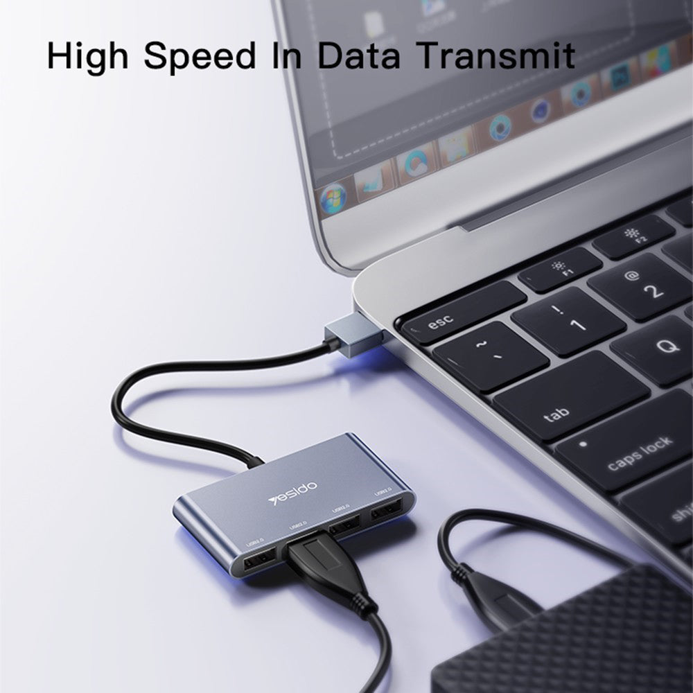 Hub USB Yesido HB12, 4 em 1, Cinzento