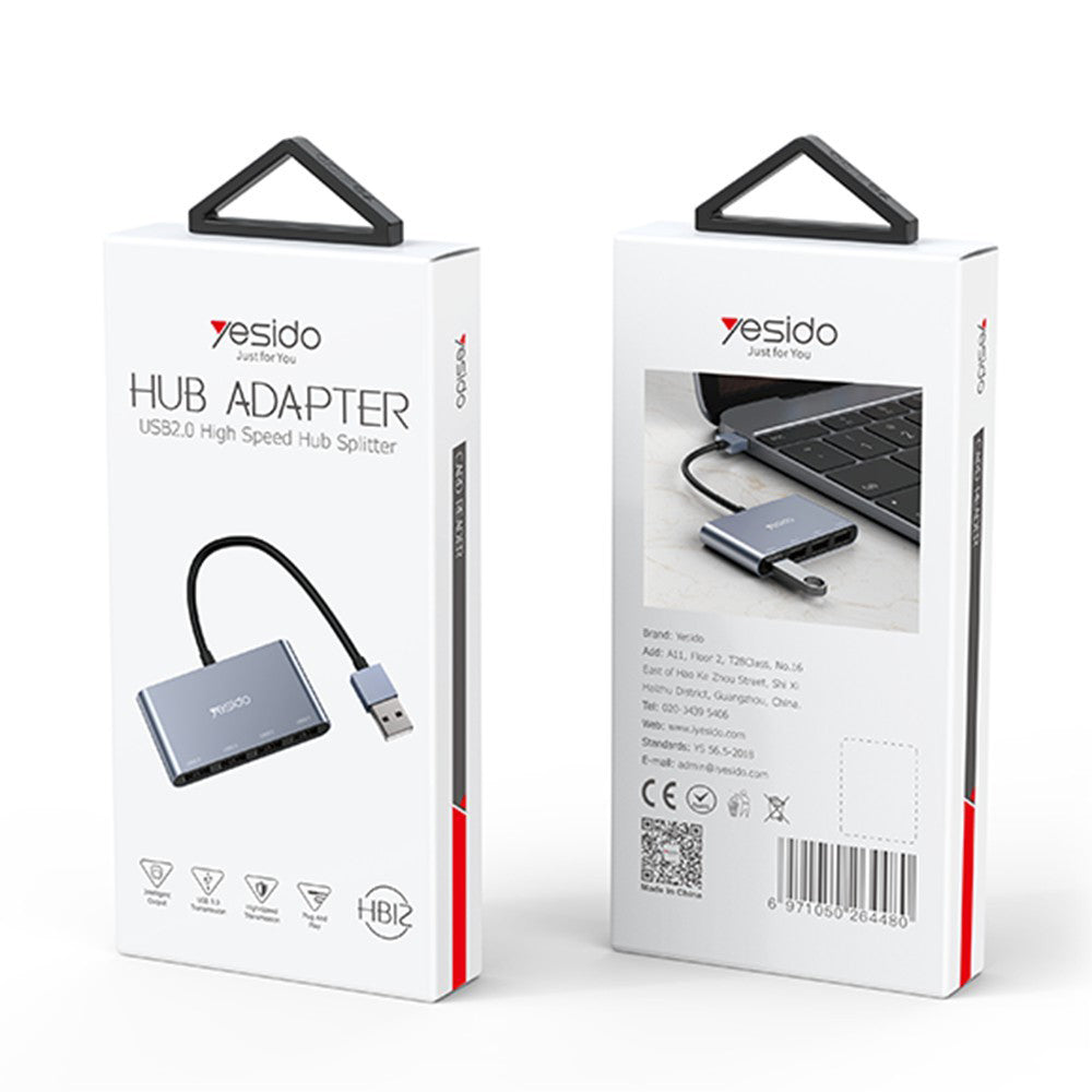 Hub USB Yesido HB12, 4 em 1, Cinzento