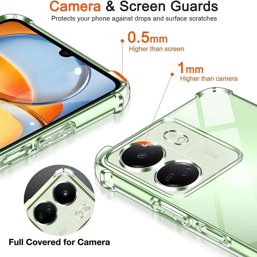 Capa de Proteção para Câmara para Xiaomi Poco C65 / Redmi 13C, Techsuit, Transparente à Prova de Choques, Transparente