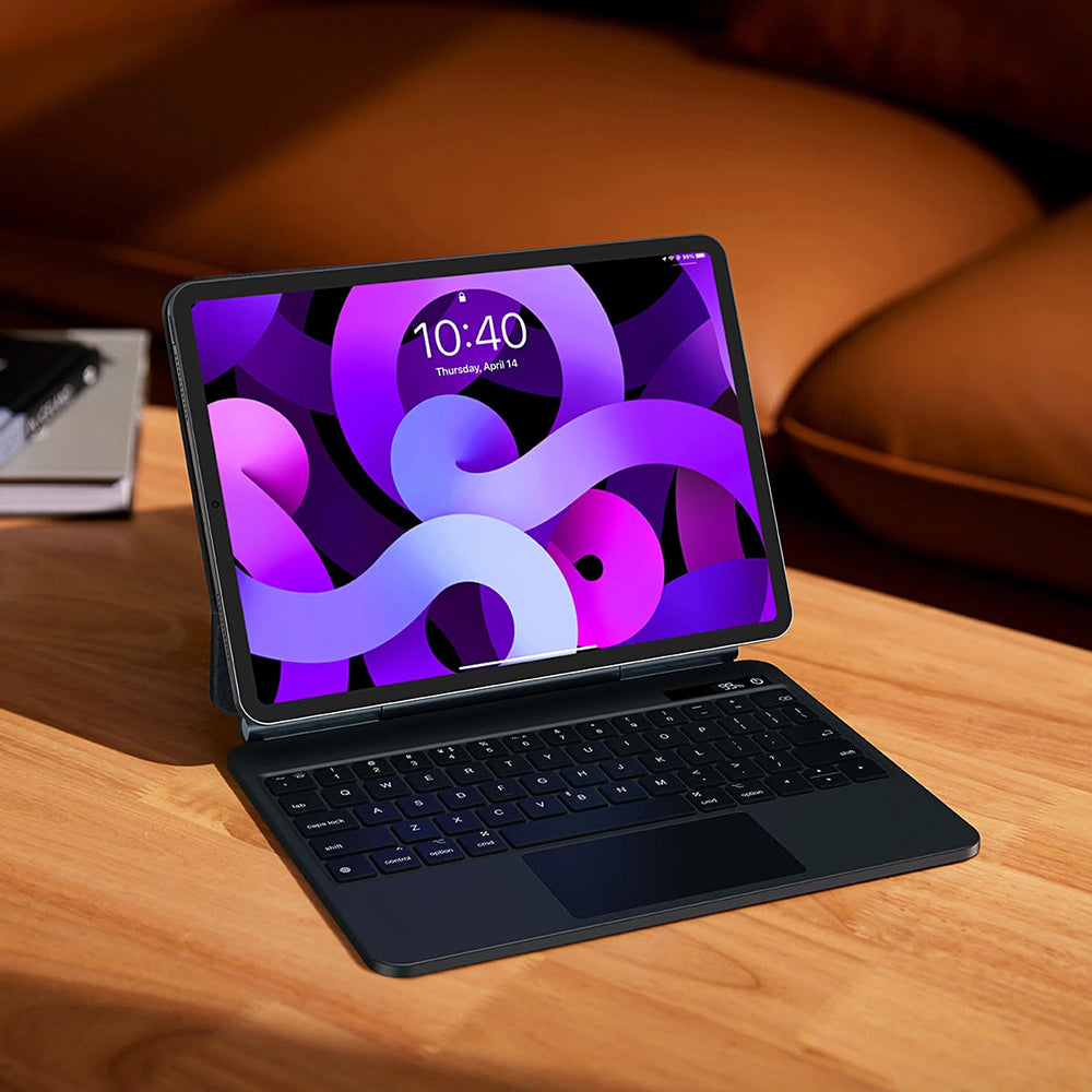 Capa com Teclado para Apple iPad Air (2022) / Air (2020) / Pro 11 (2018), Baseus, Brilliance with Digital Display, Cinza