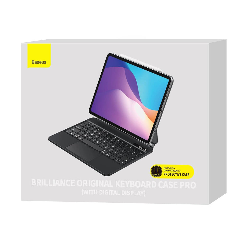 Capa com Teclado para Apple iPad Air (2022) / Air (2020) / Pro 11 (2018), Baseus, Brilliance with Digital Display, Cinza