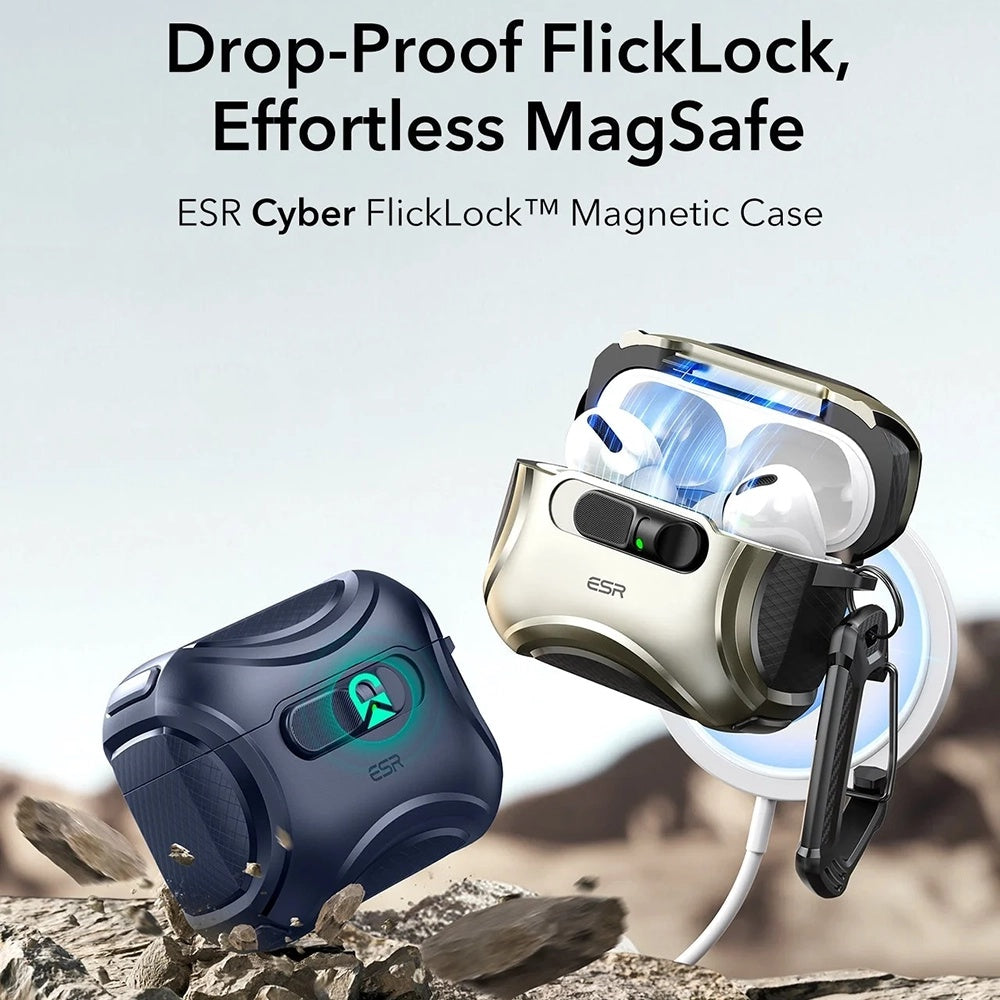 Capa ESR Cyber FlickLock para Apple AirPods Pro 3, Azul