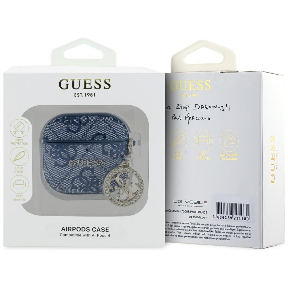 Capa Guess 4G Strass Charm para Apple AirPods 4, Azul