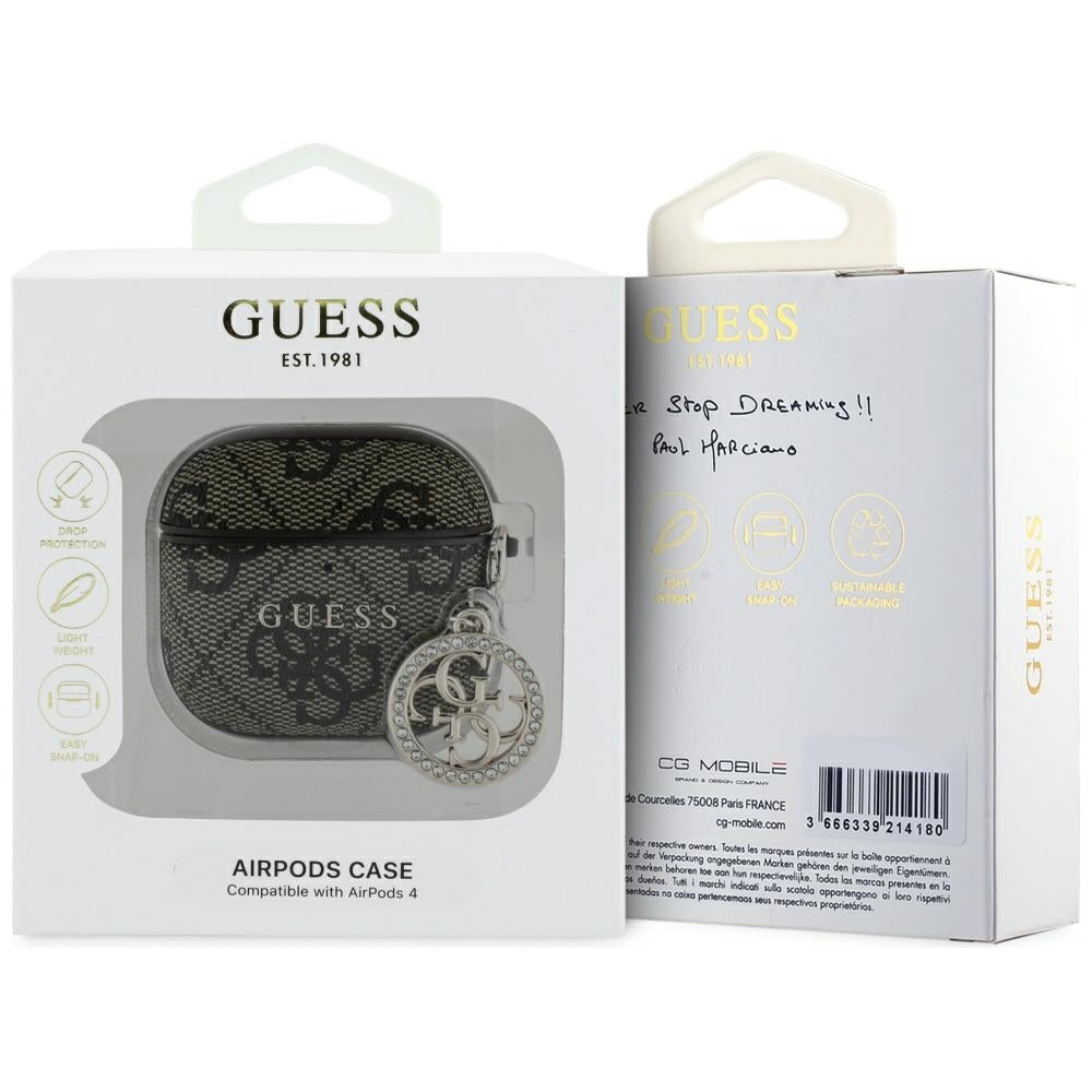 Capa Guess 4G Strass Charm para Apple AirPods 4, Castanho