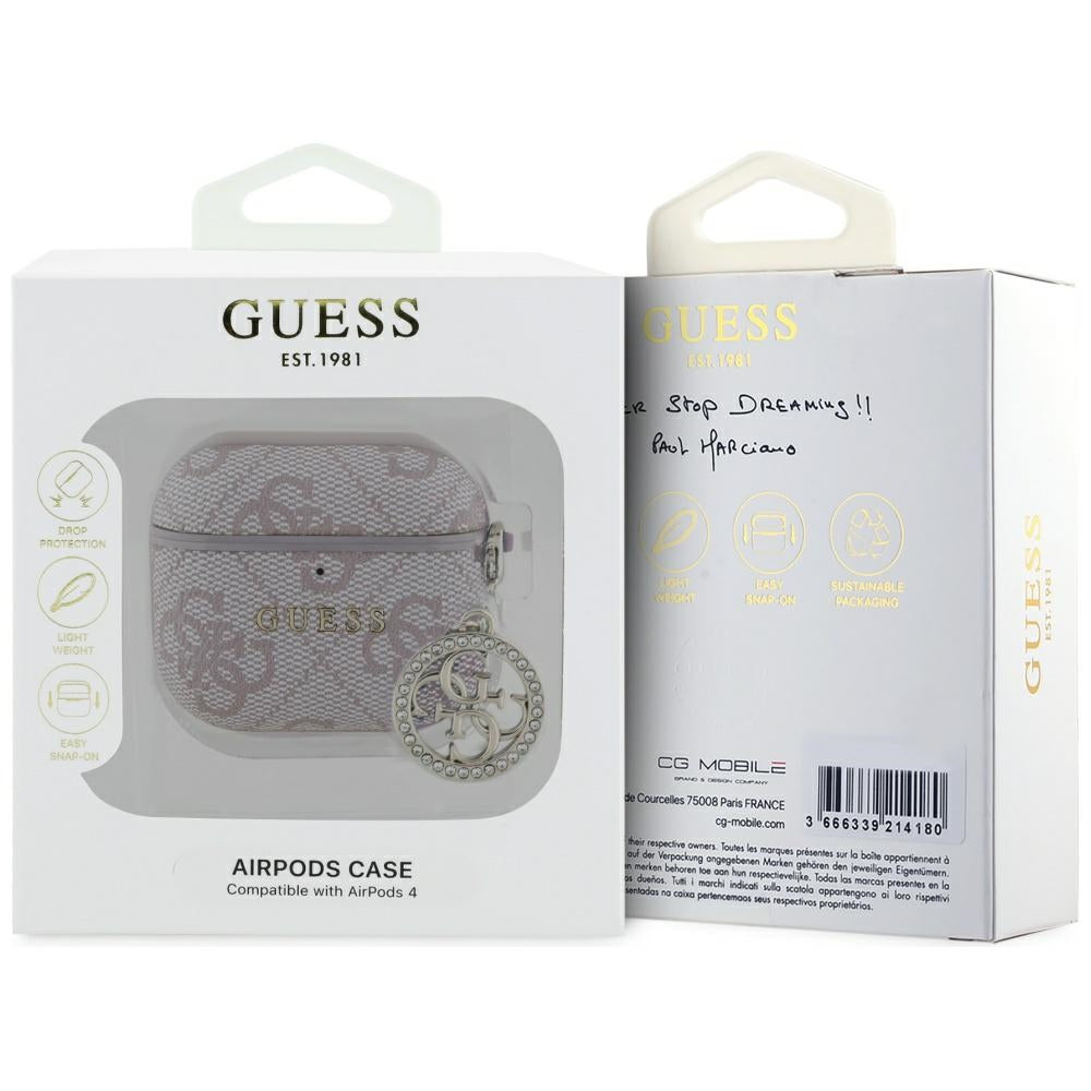 Capa Guess 4G Strass Charm para Apple AirPods 4, Rosa