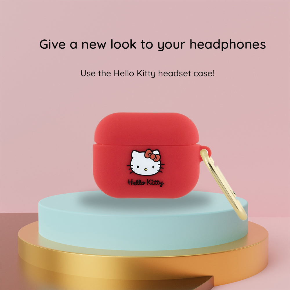 Capa Hello Kitty 3D Kitty Head para Apple AirPods Pro 2, Rosa