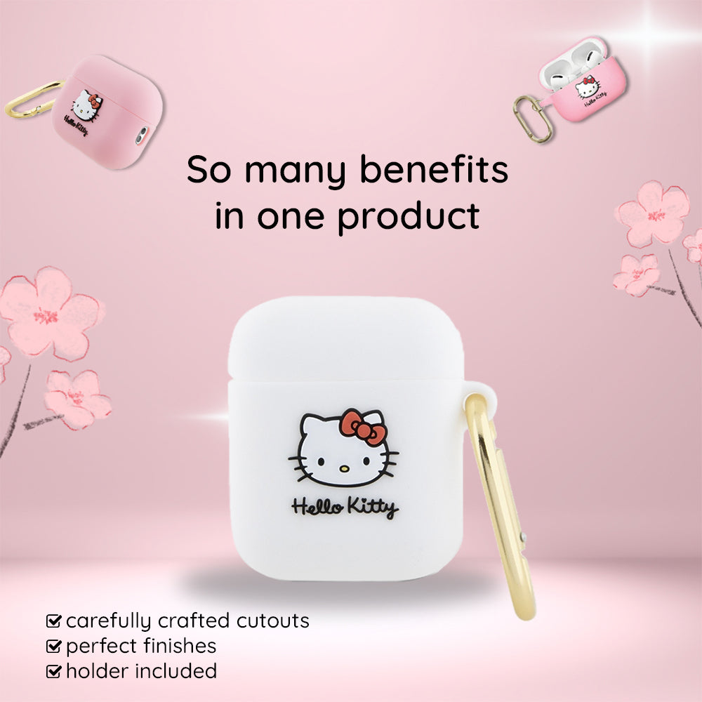 Capa Hello Kitty 3D Kitty Head para Apple AirPods Pro 2, Rosa