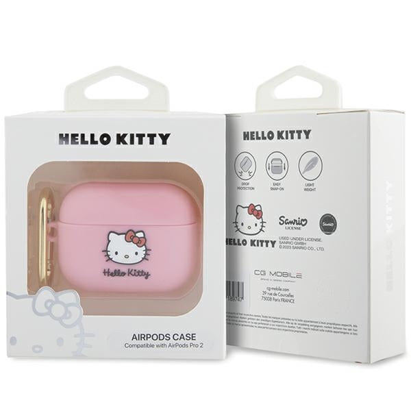 Capa Hello Kitty 3D Kitty Head para Apple AirPods Pro 2, Rosa
