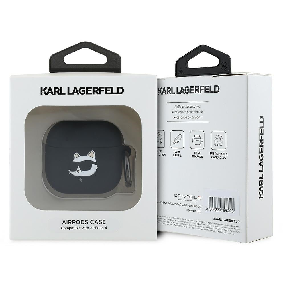 Capa Karl Lagerfeld 3D Choupette's Head para Apple AirPods 4, Preta