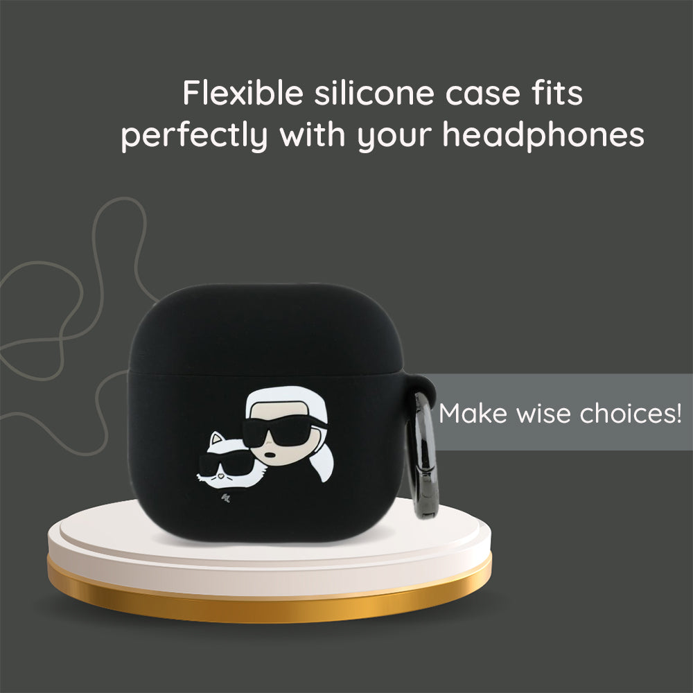 Capa Karl Lagerfeld 3D Karl's Head para Apple AirPods 4, Preta