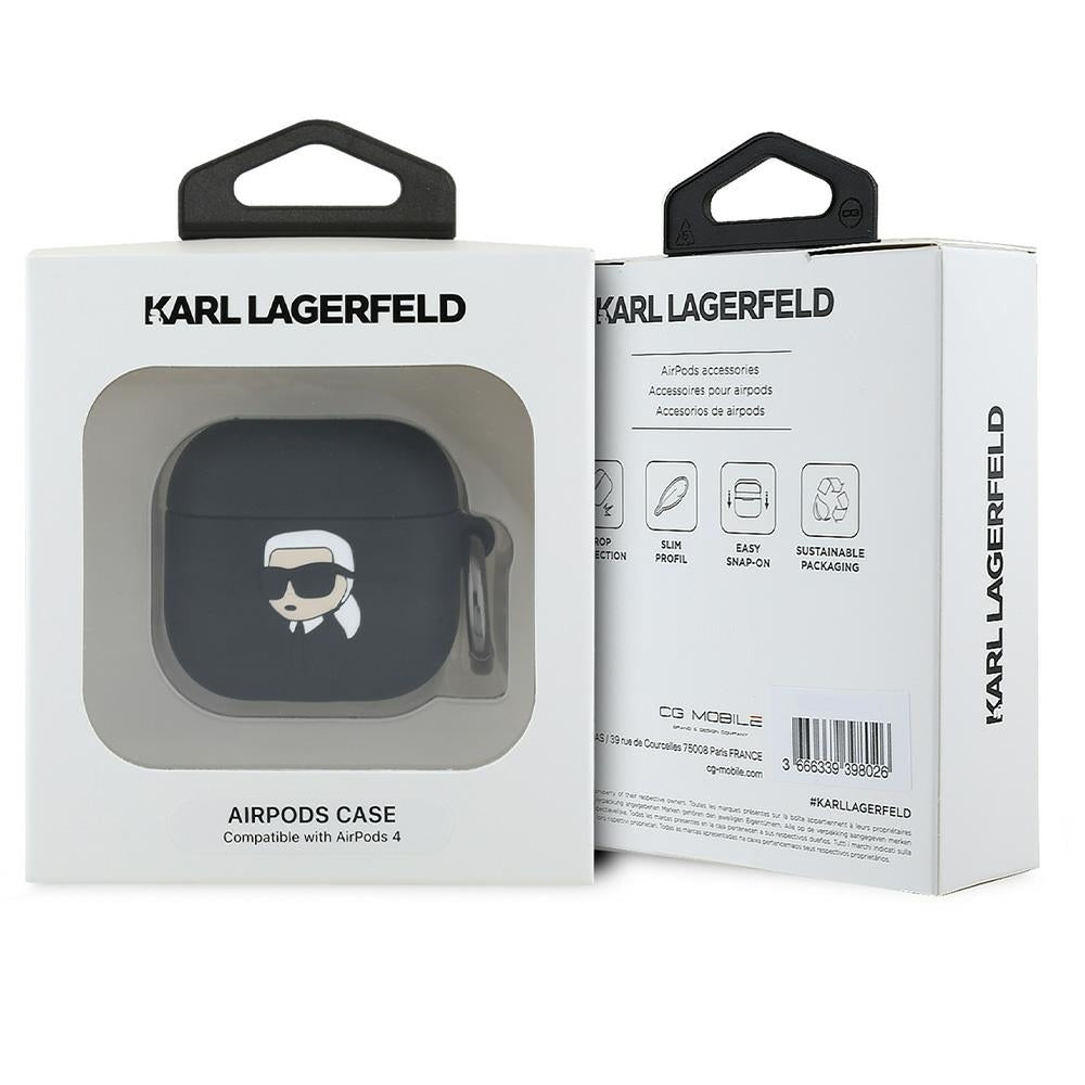 Capa Karl Lagerfeld 3D Karl's Head para Apple AirPods 4, Preta