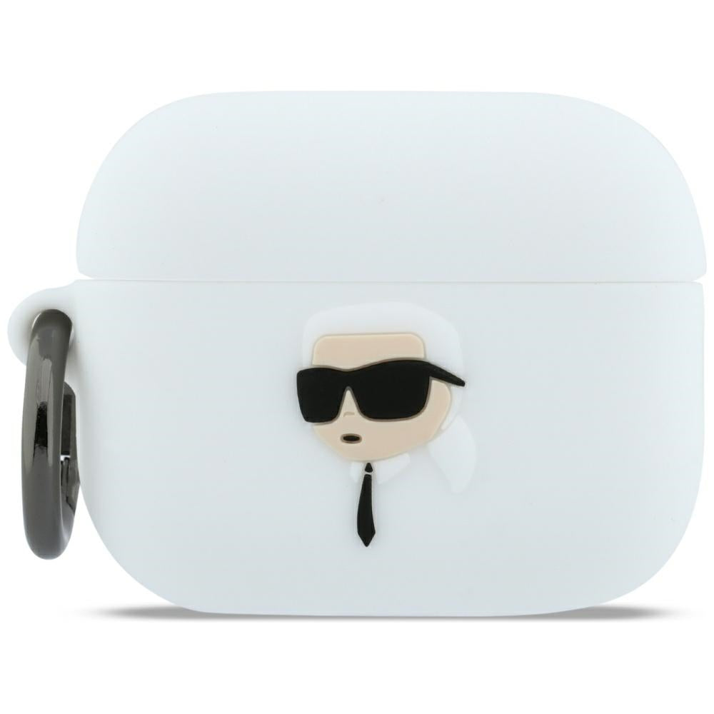 Capa Karl Lagerfeld 3D Karl's Head para Apple AirPods Pro 3, Branca
