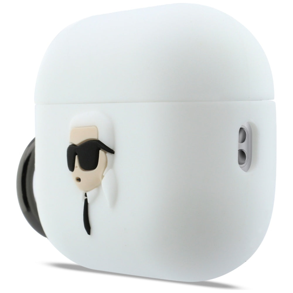 Capa Karl Lagerfeld 3D Karl's Head para Apple AirPods Pro 3, Branca