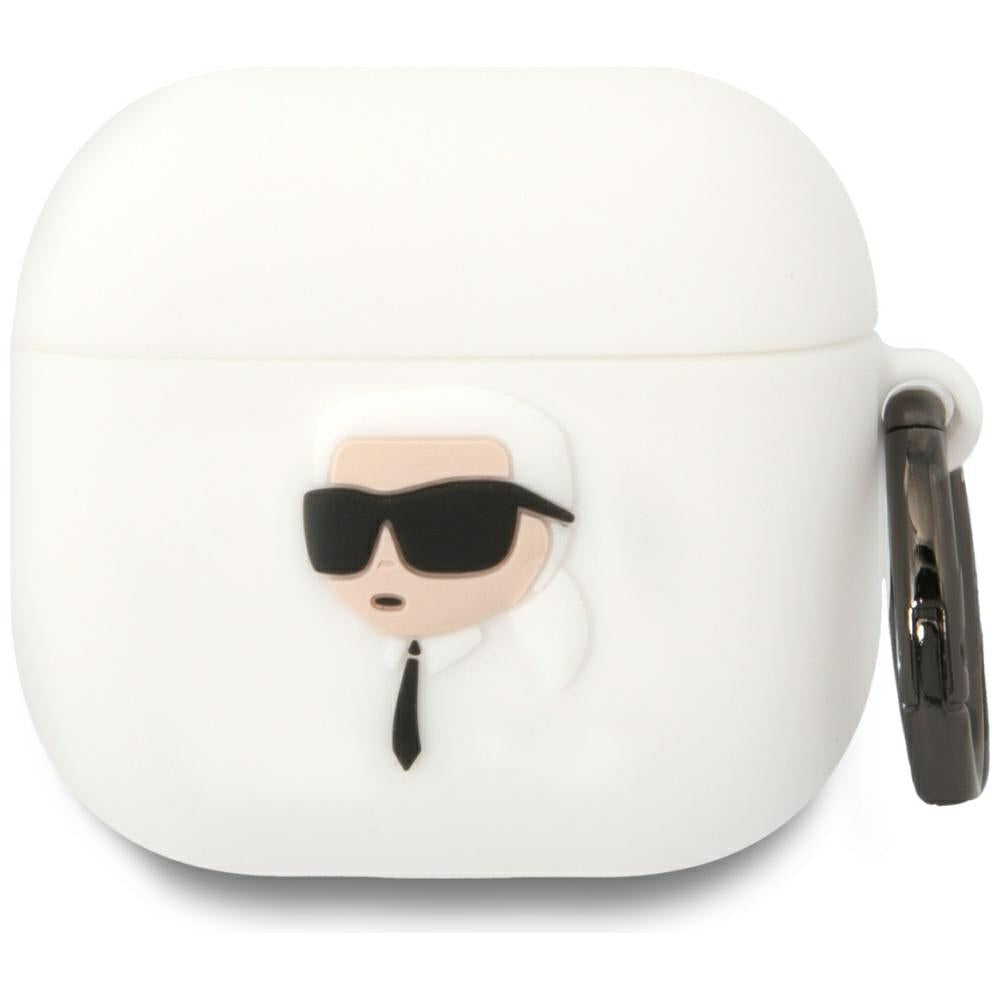 Capa Karl Lagerfeld 3D NFT Karl's Head para Apple AirPods 4, Branca