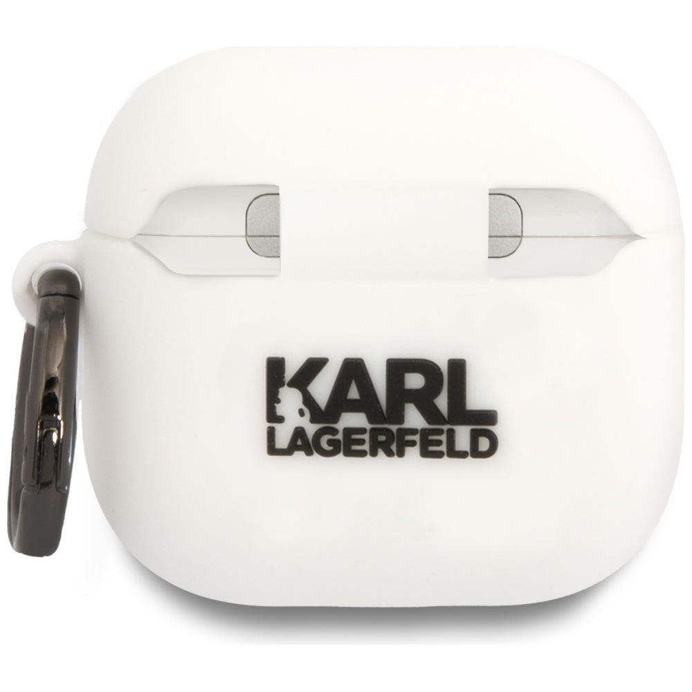 Capa Karl Lagerfeld 3D NFT Karl's Head para Apple AirPods 4, Branca