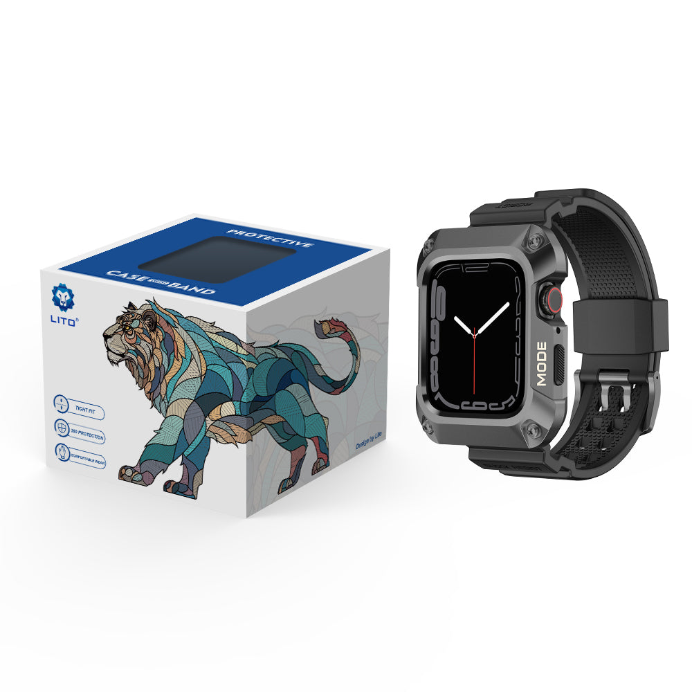 Curea Lito RuggedArmor para Apple Watch 44mm Series, Cinzento