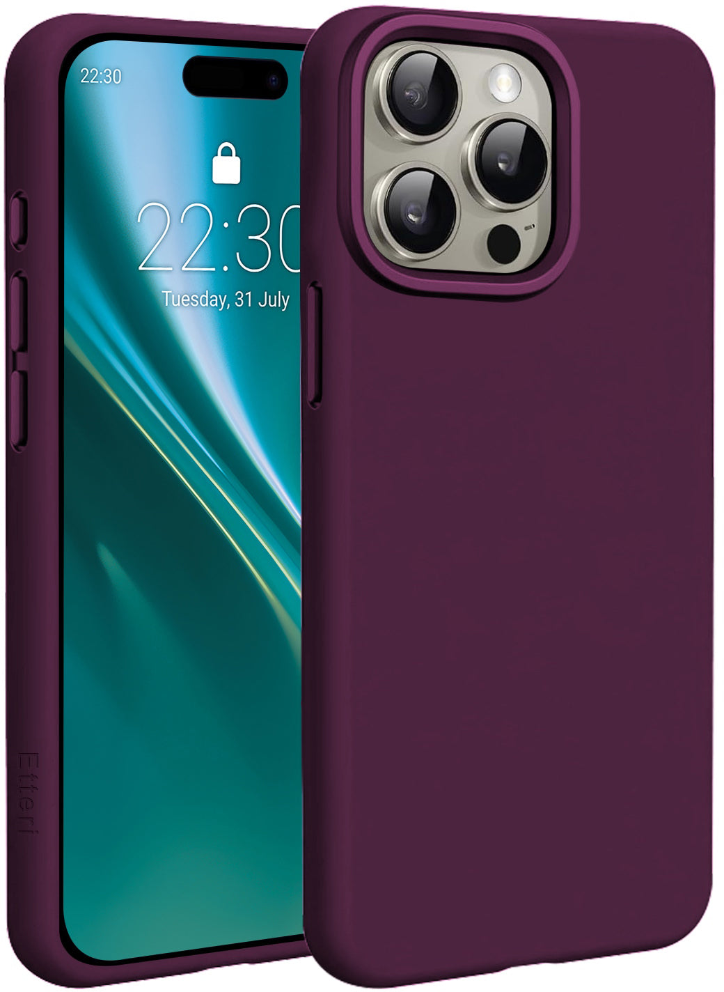 Capa MagSafe para Apple iPhone 15 Pro, Etteri, Silicone Mag, Vinho