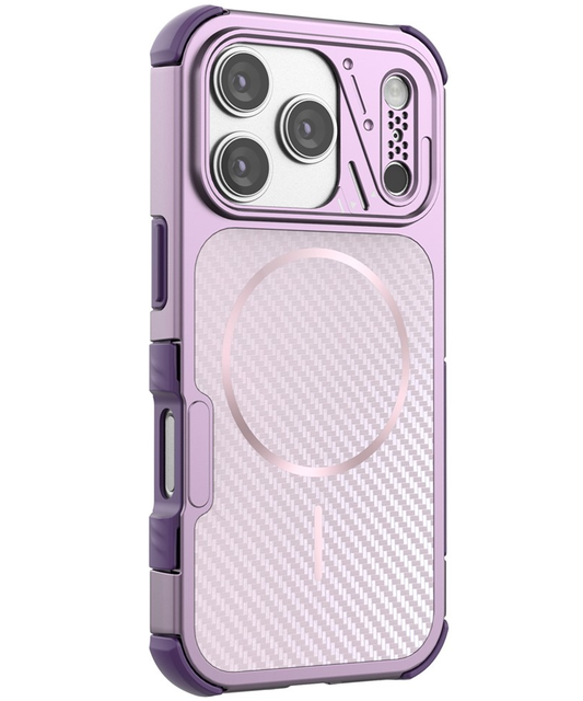 Capa MagSafe para Apple iPhone 18 Pro Max / 17 Pro Max, OEM, Proteção de Carbono e Cantos, Roxo