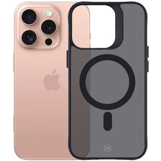 Capa MagSafe para Apple iPhone 16 Pro, 3MK, Smoke MagCase, Preto