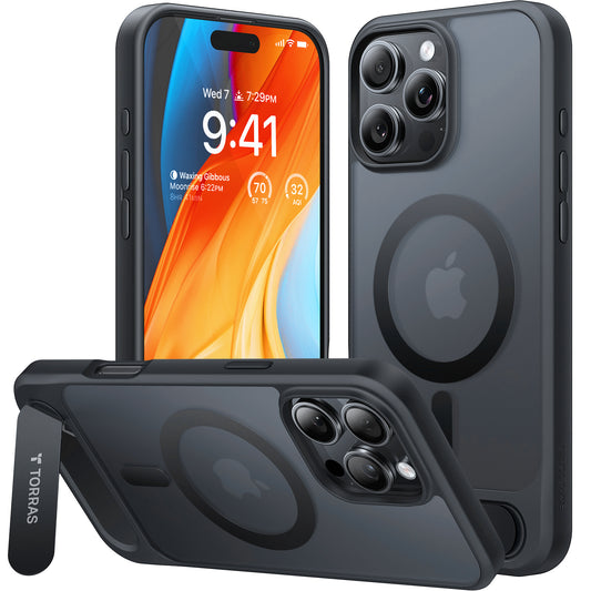 Capa MagSafe para Apple iPhone 16 Pro Max, Torras, Pstand, Preta