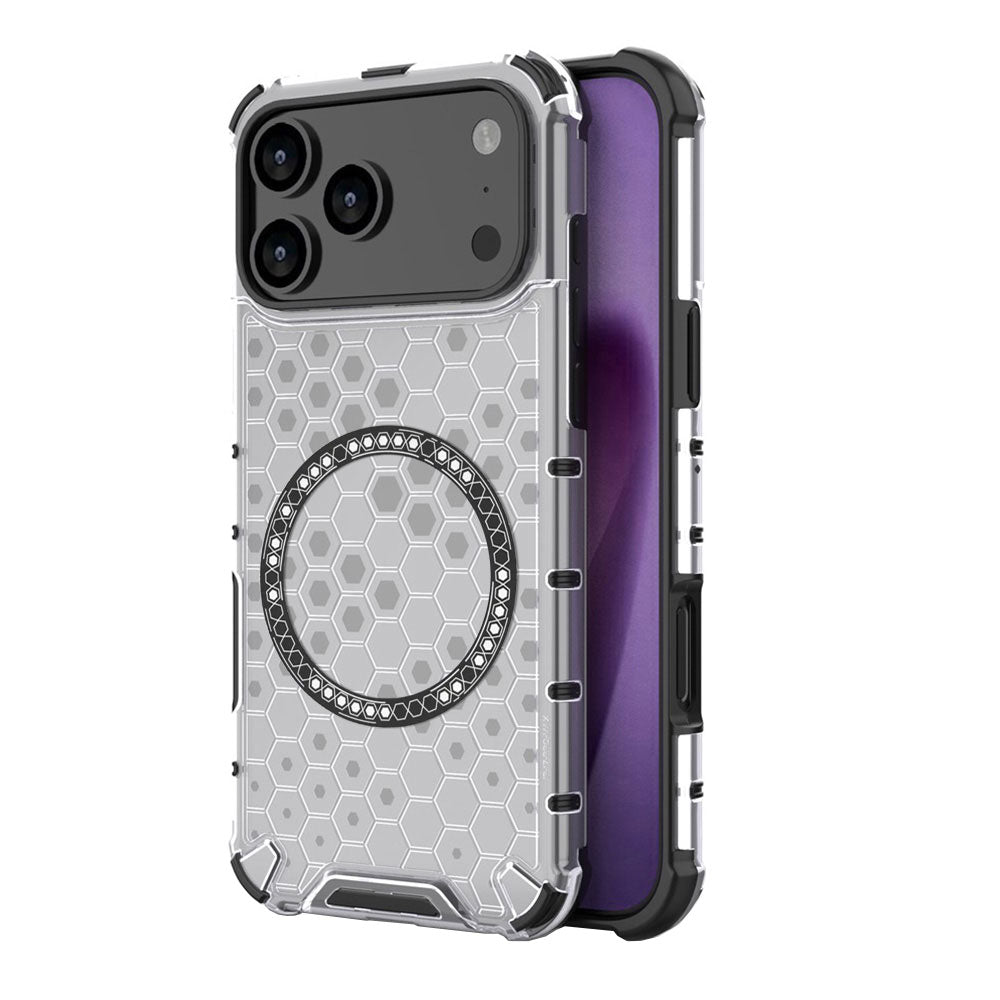 MagSafe Case for Apple iPhone 17 Pro, Techsuit, HoneyComb Shield, White