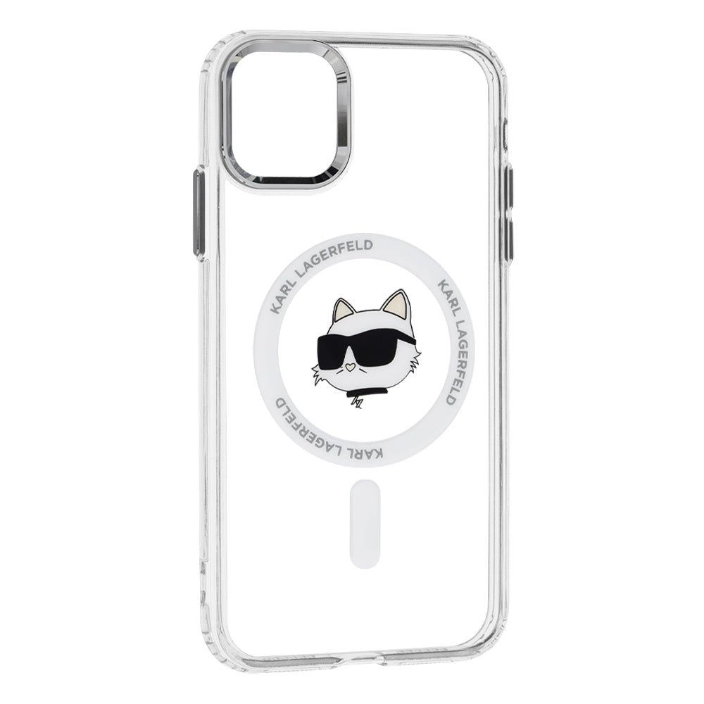 Capa MagSafe para Apple iPhone 11, Karl Lagerfeld, IML Metal Choupette's Head, Branca