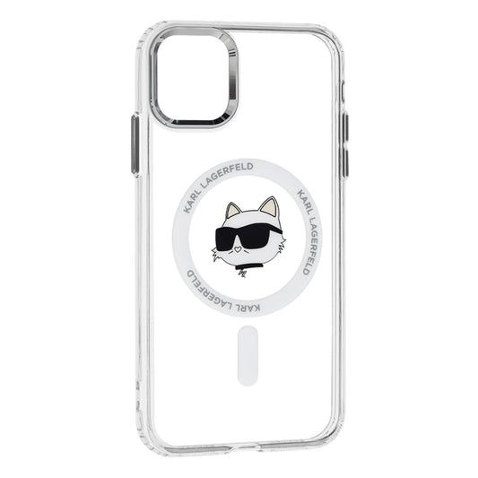 Capa MagSafe para Apple iPhone 11, Karl Lagerfeld, IML Metal Choupette's Head, Branca