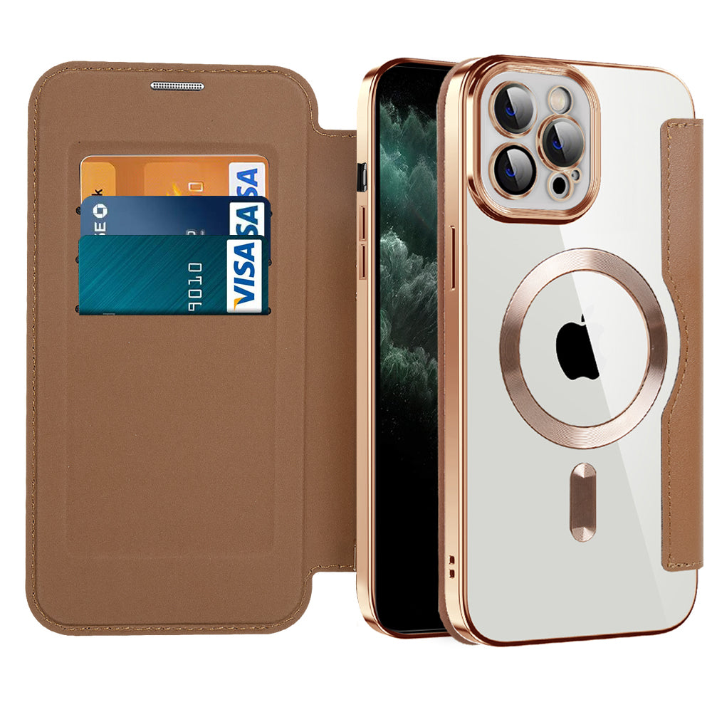 Capa MagSafe para Apple iPhone 11 Pro Max, Techsuit, SmartMag Book, Castanha