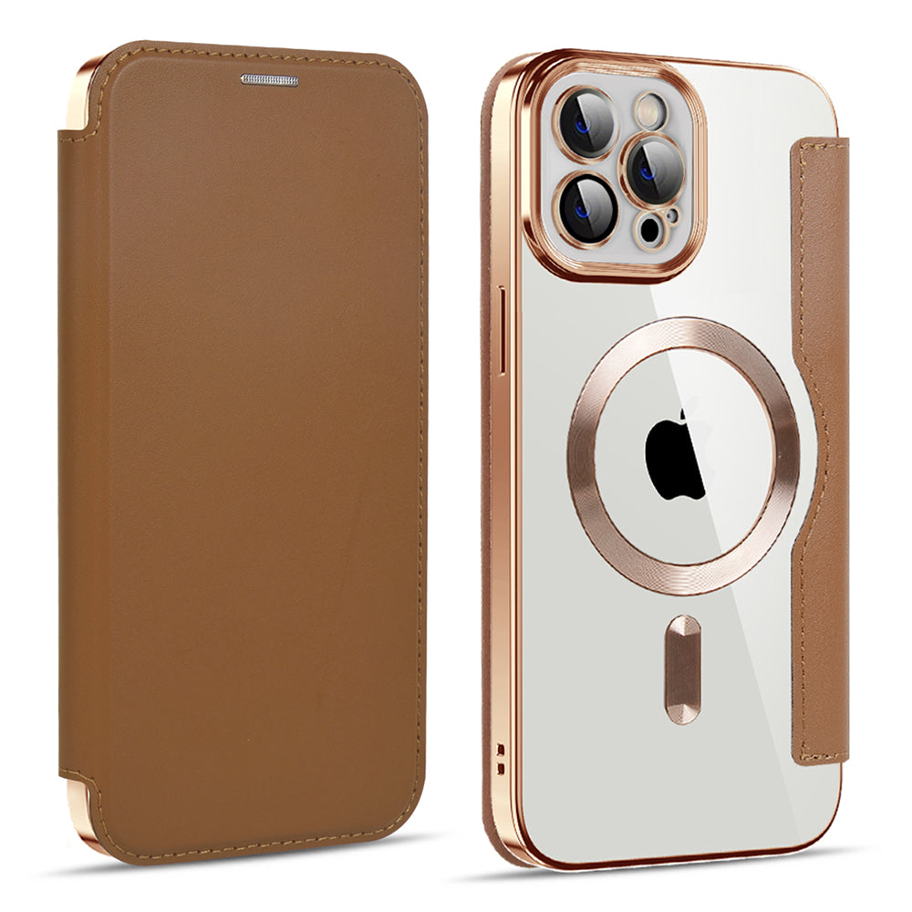 Capa MagSafe para Apple iPhone 11 Pro Max, Techsuit, SmartMag Book, Castanha