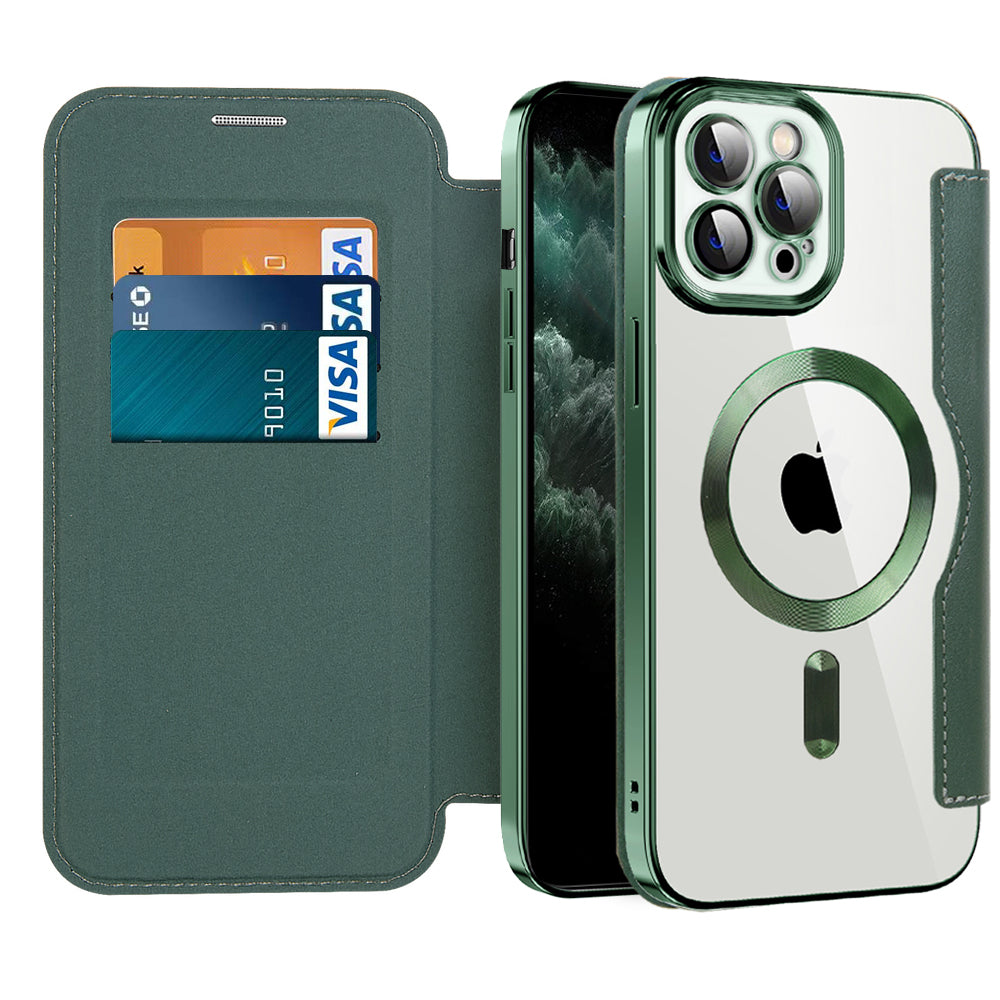 Capa MagSafe para Apple iPhone 11 Pro Max, Techsuit, SmartMag Book, Verde