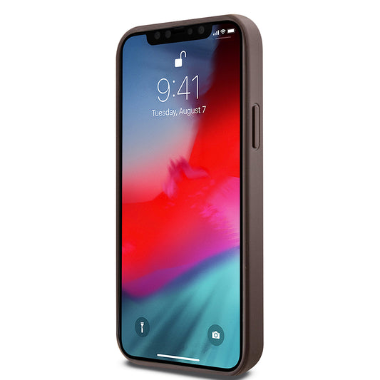 Capa MagSafe para Apple iPhone 12 / 12 Pro, Guess, 4G Ring Classic Logo, Castanho