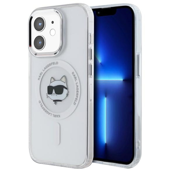 Capa MagSafe para Apple iPhone 12 / 12 Pro, Karl Lagerfeld, IML Metal Choupette's Head, Branca