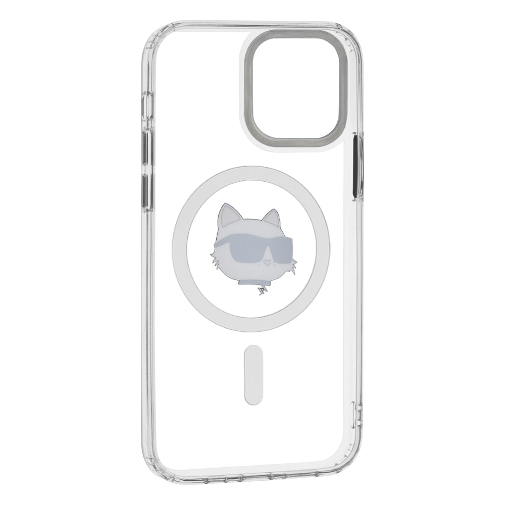 Capa MagSafe para Apple iPhone 12 / 12 Pro, Karl Lagerfeld, IML Metal Choupette's Head, Branca