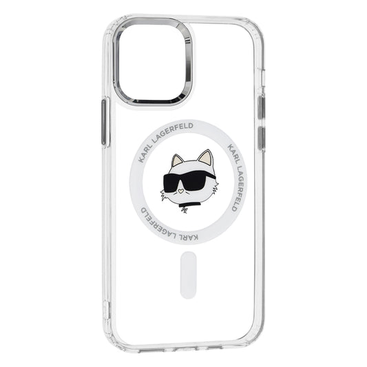Capa MagSafe para Apple iPhone 12 / 12 Pro, Karl Lagerfeld, IML Metal Choupette's Head, Branca