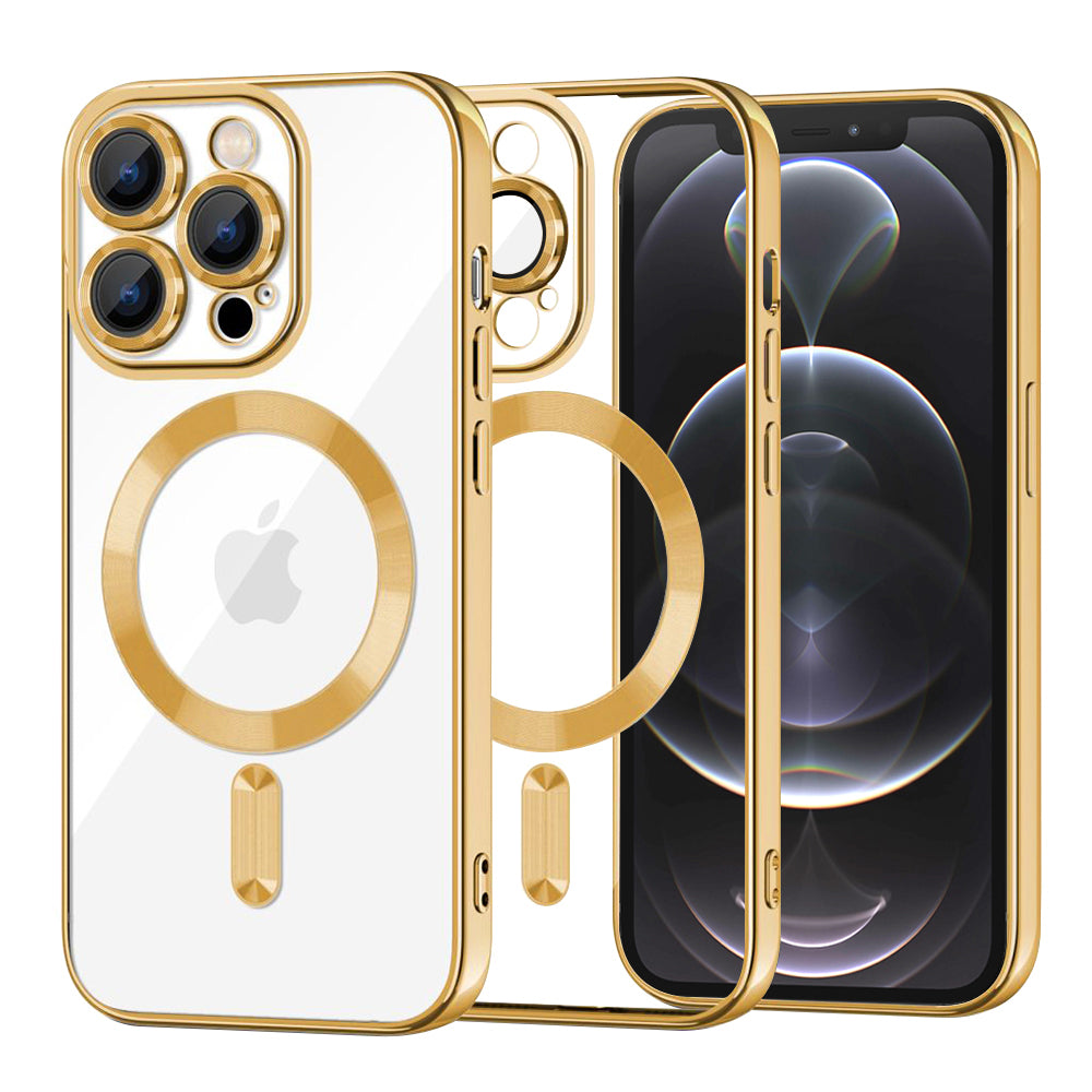 Capa MagSafe para Apple iPhone 12 Pro, Techsuit, Luxury Crystal, Dourada