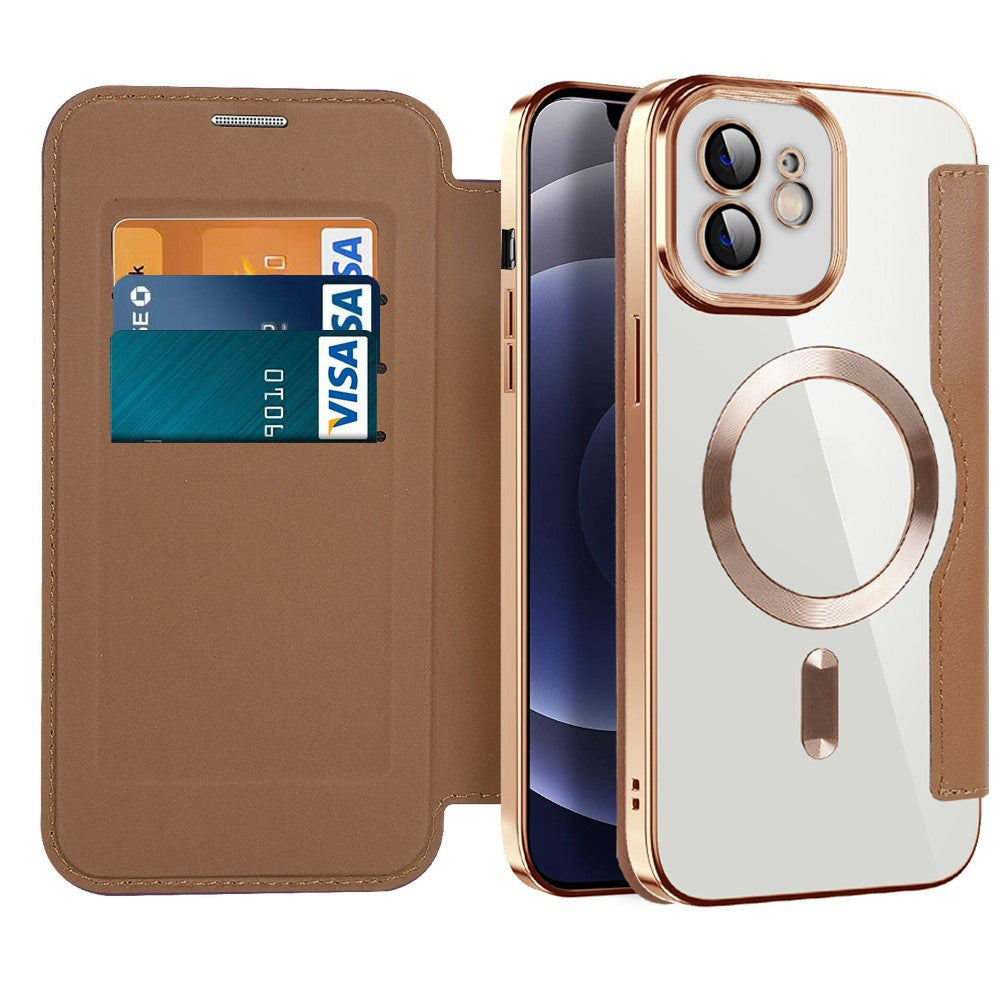 Capa MagSafe para Apple iPhone 12, Techsuit, SmartMag Book, Castanha