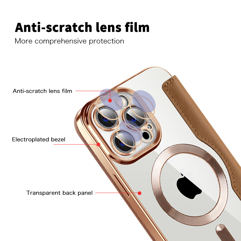 Capa MagSafe para Apple iPhone 13 Pro, Techsuit, SmartMag Book, Castanha
