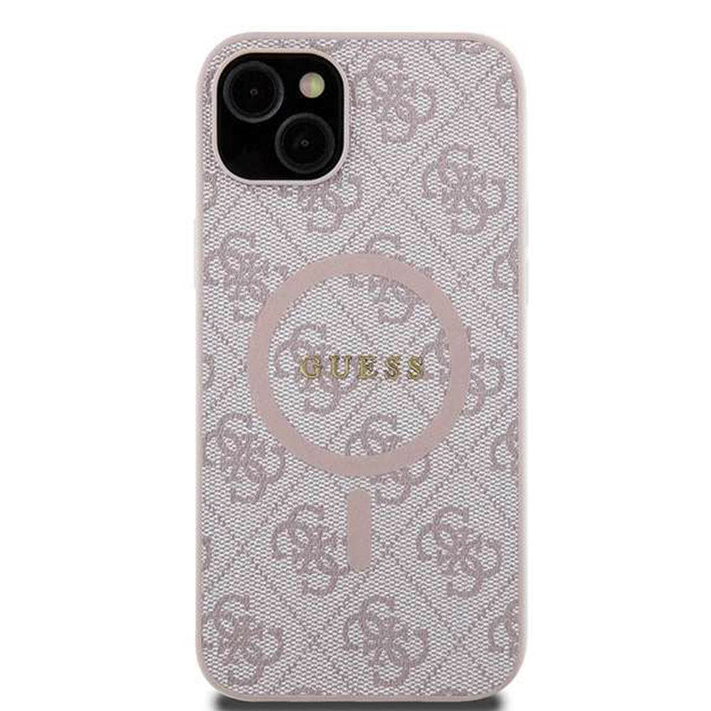 Capa MagSafe para Apple iPhone 14, Guess, 4G Ring Classic Logo, Rosa