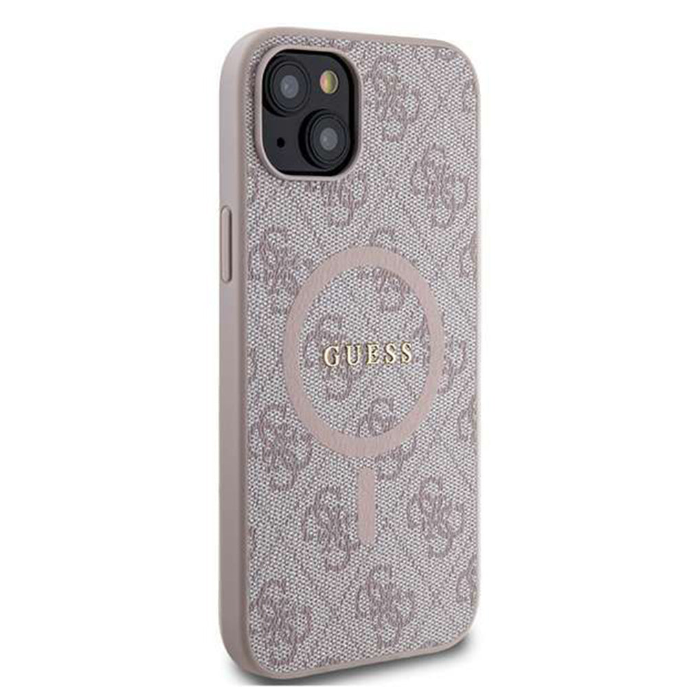 Capa MagSafe para Apple iPhone 14, Guess, 4G Ring Classic Logo, Rosa